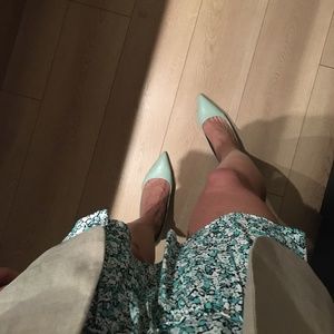 ZARA floral skirt / skort (green/white/black)